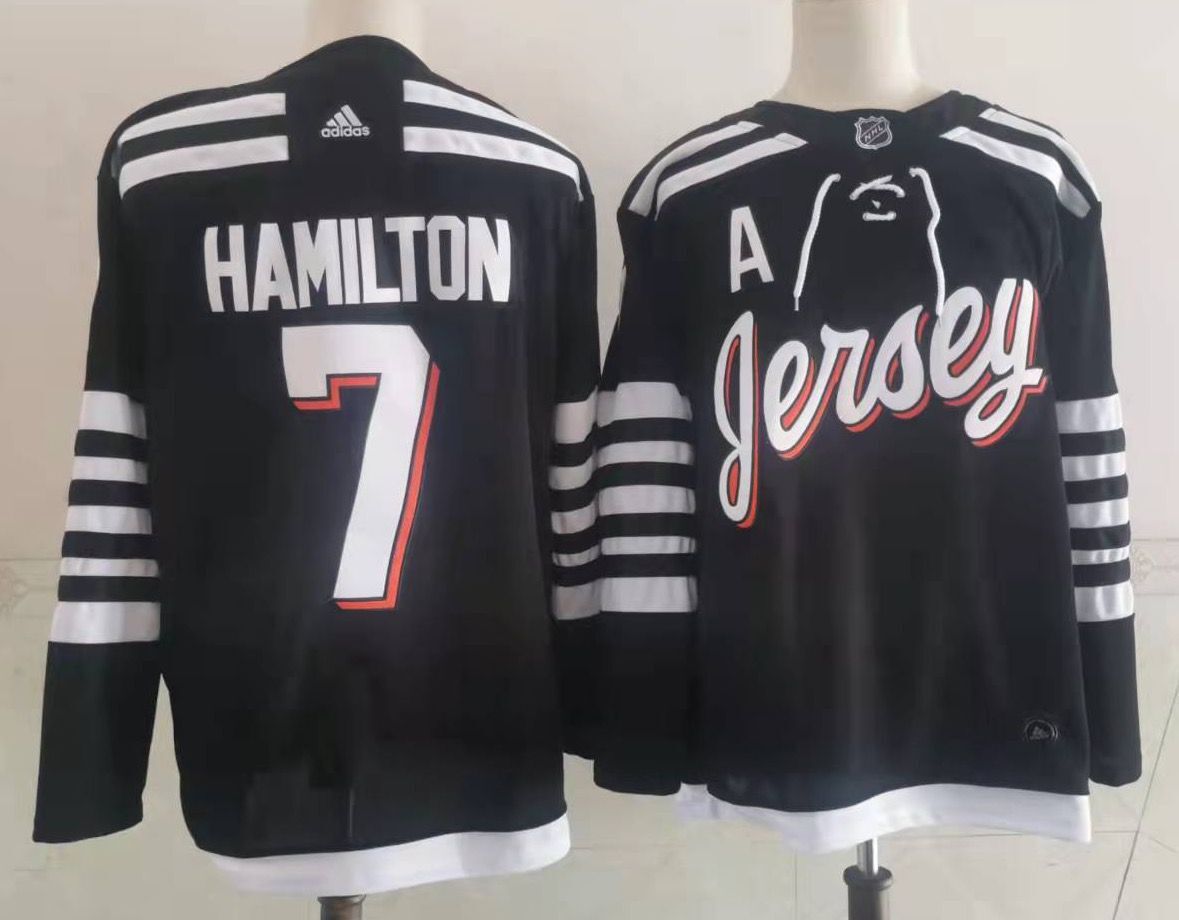 Men New Jersey Devils #7 Hamilton Blue New 2022 Adidas NHL Jersey